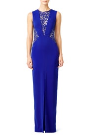 Blue Lace Crepe Gown by Nicole Miller
