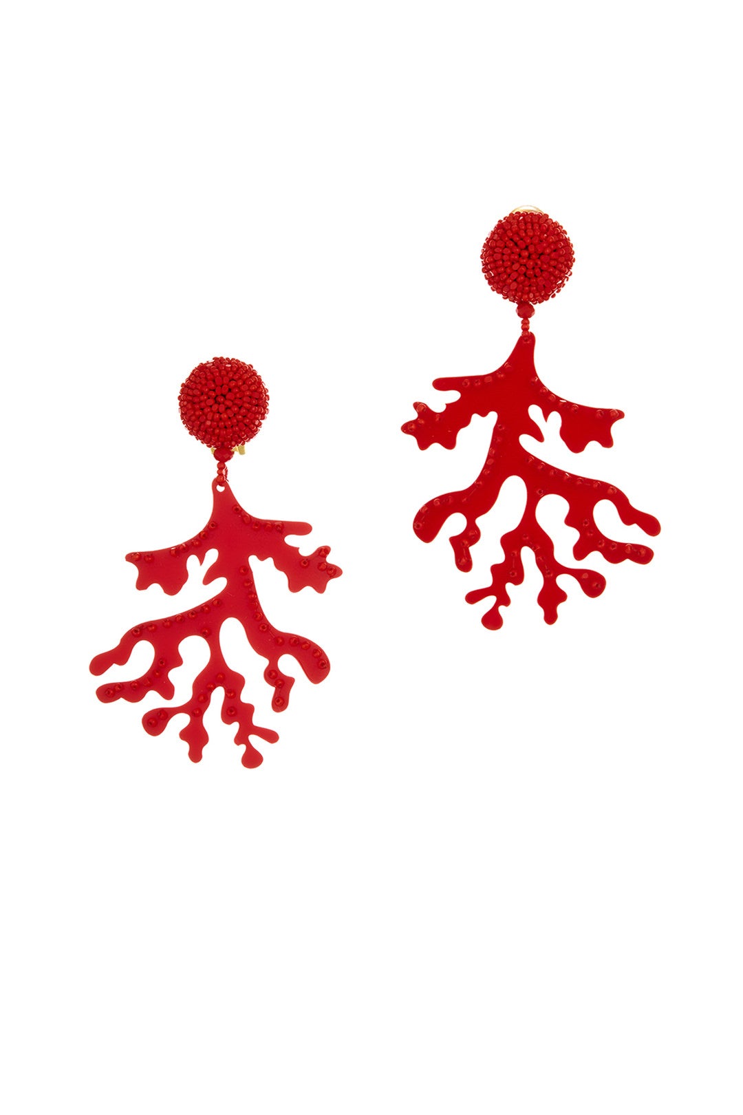Red Coral Branch Earrings by Oscar de la Renta