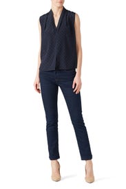 Shadow Dot Drape Neck Blouse by VINCE.
