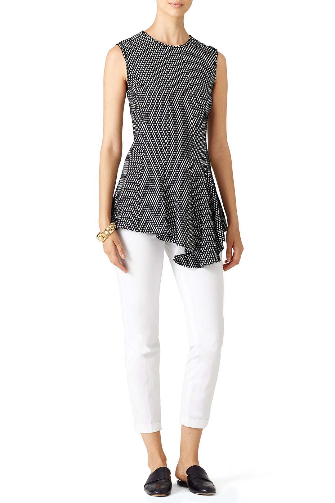 Asymmetrical Hem Dot Top by DEREK LAM 0