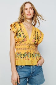 Delicate Flowers & Stripes Blouse by FARM Rio