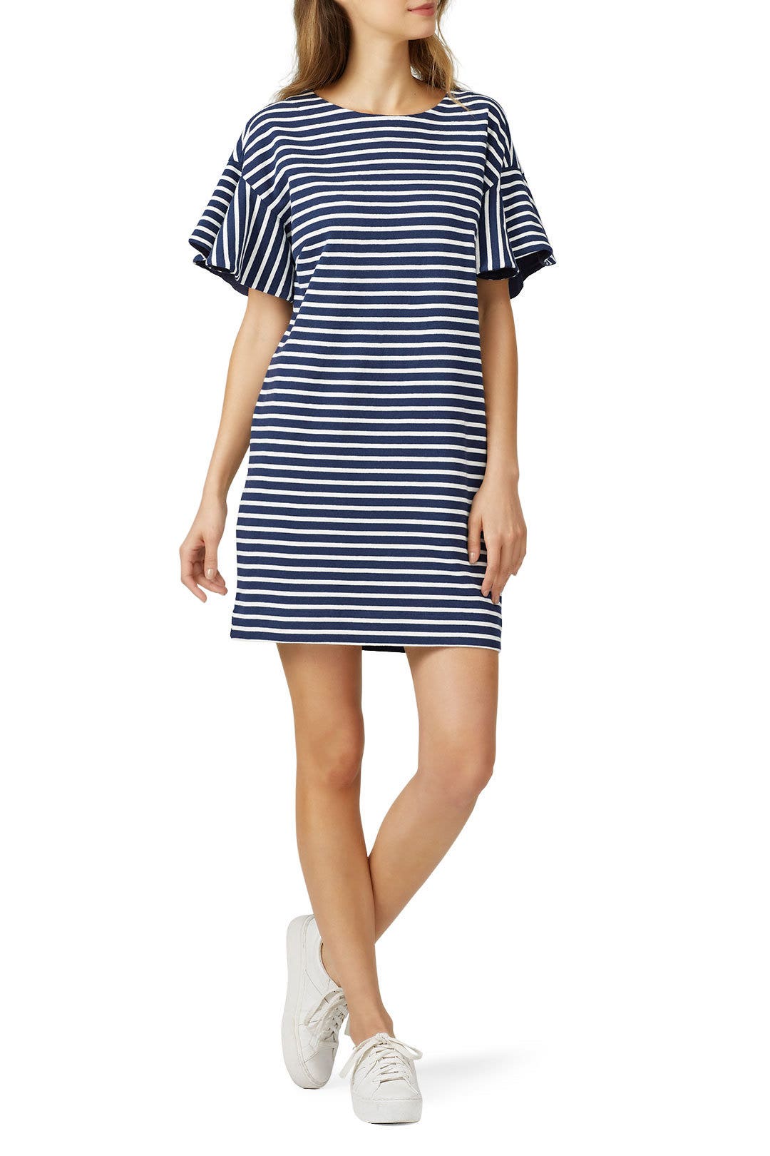 Striped Flutter Sleeve Dress by KINLY 0