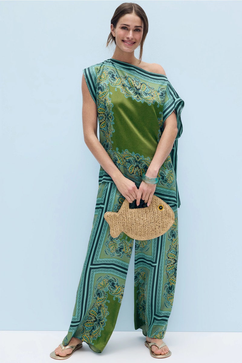 Lani Printed Asymmetrical Top by MISA Los Angeles