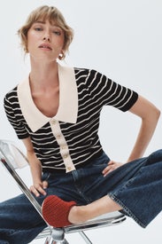 Short Sleeve Striped Cardigan by NVLT