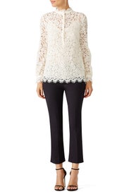Cream Georgia Lace Top by Rachel Zoe