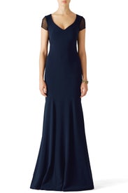 Navy Smooth Mermaid Gown by Theia
