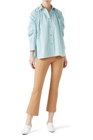 Stripe Ruched Sleeve Blouse by Cedric Charlier