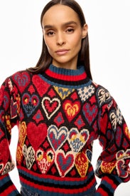 Hearts Ikat Black Knit Sweater by FARM Rio