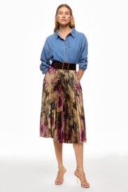 Gold Pleated Midi Skirt by Lauren Ralph Lauren