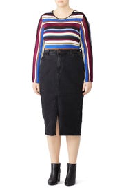 Black Denim Pencil Skirt by LOST INK