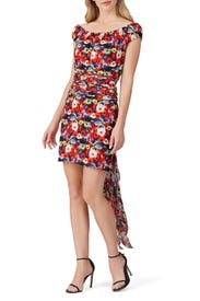 Multi Floral Off Shoulder Dress by Patou