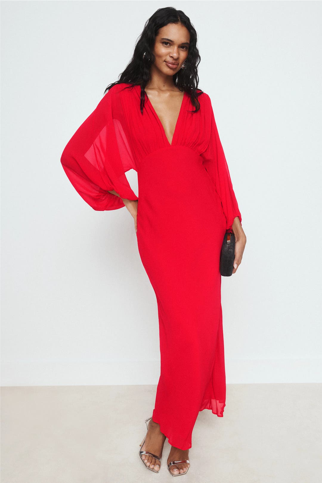 Amina Plunge Balloon Sleeve Maxi Dress by Shona Joy | Rent the Runway