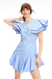 Blue Striped Arbolada Dress by NO PISE LA GRAMA