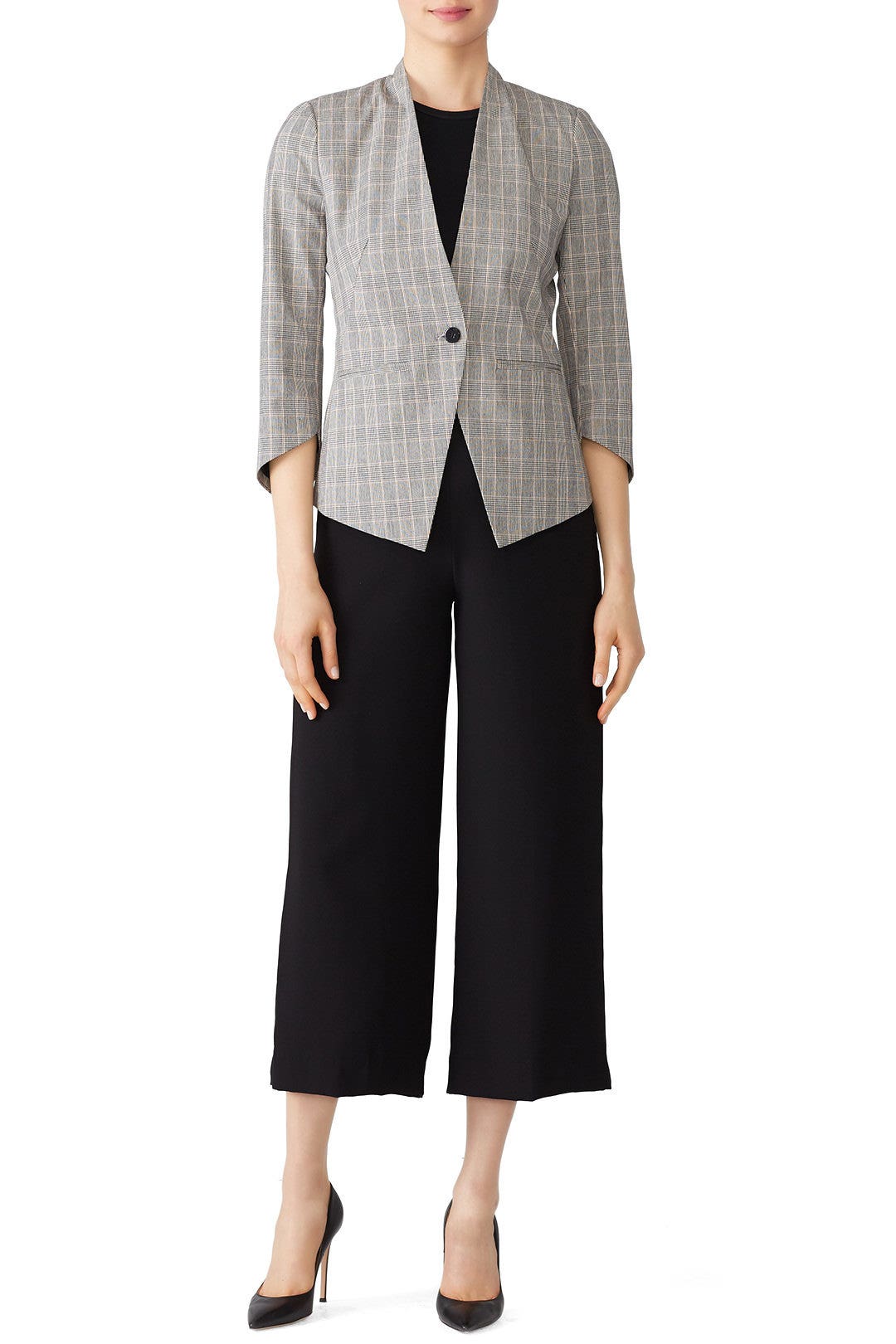 Grey Plaid Blazer by Slate & Willow 0