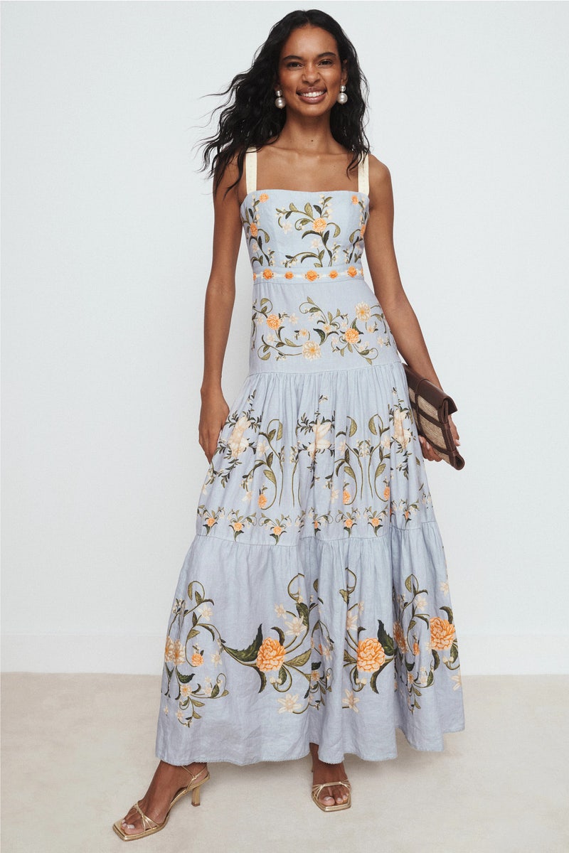Lima Valle Embroidered Gown by Agua by Agua Bendita