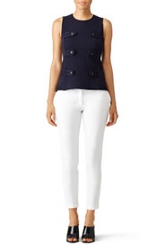 Navy Double Button Top by DEREK LAM