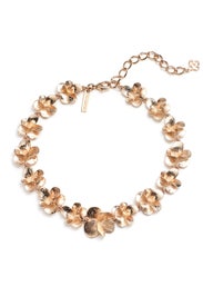 Gold Brushed Flower Necklace by Oscar de la Renta