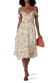 Floral Ruffle Chiffon Midi Dress by Rachel Rachel Roy