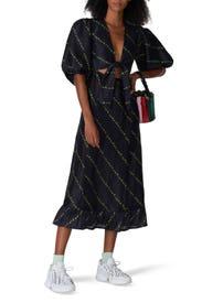 Black Silk Linen Dress by GANNI