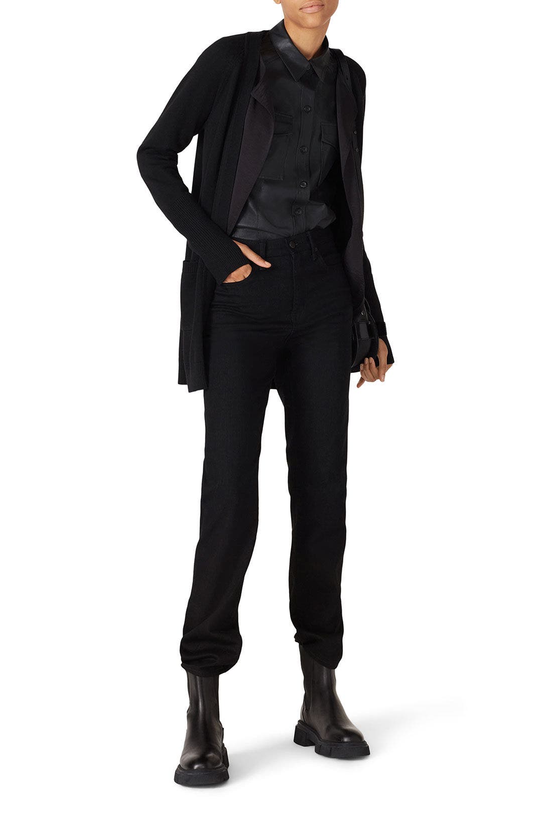 Woven Mixed Media Cardigan by KF/KaufmanFranco x RTR 0