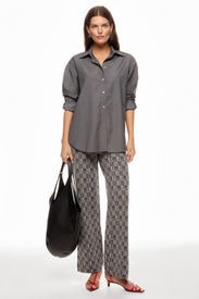 Luxe Plaid Jacquard Wide Leg Trouser by NAADAM