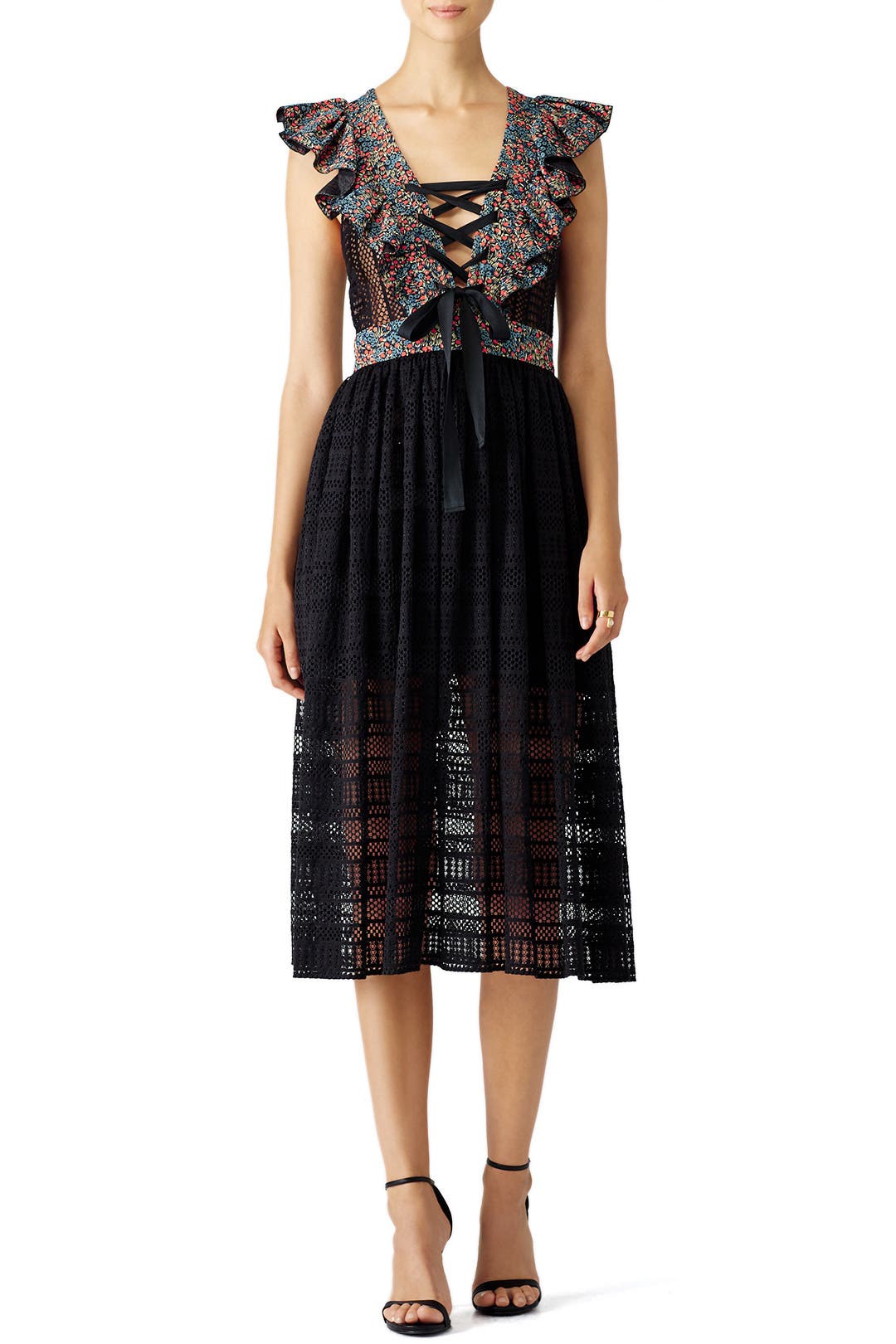 Floral Crochet Midi Dress by Philosophy di Lorenzo Serafini