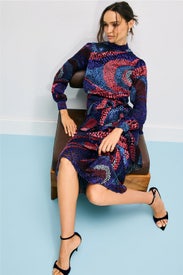 Blue Isa Ruffle Dress by SALONI