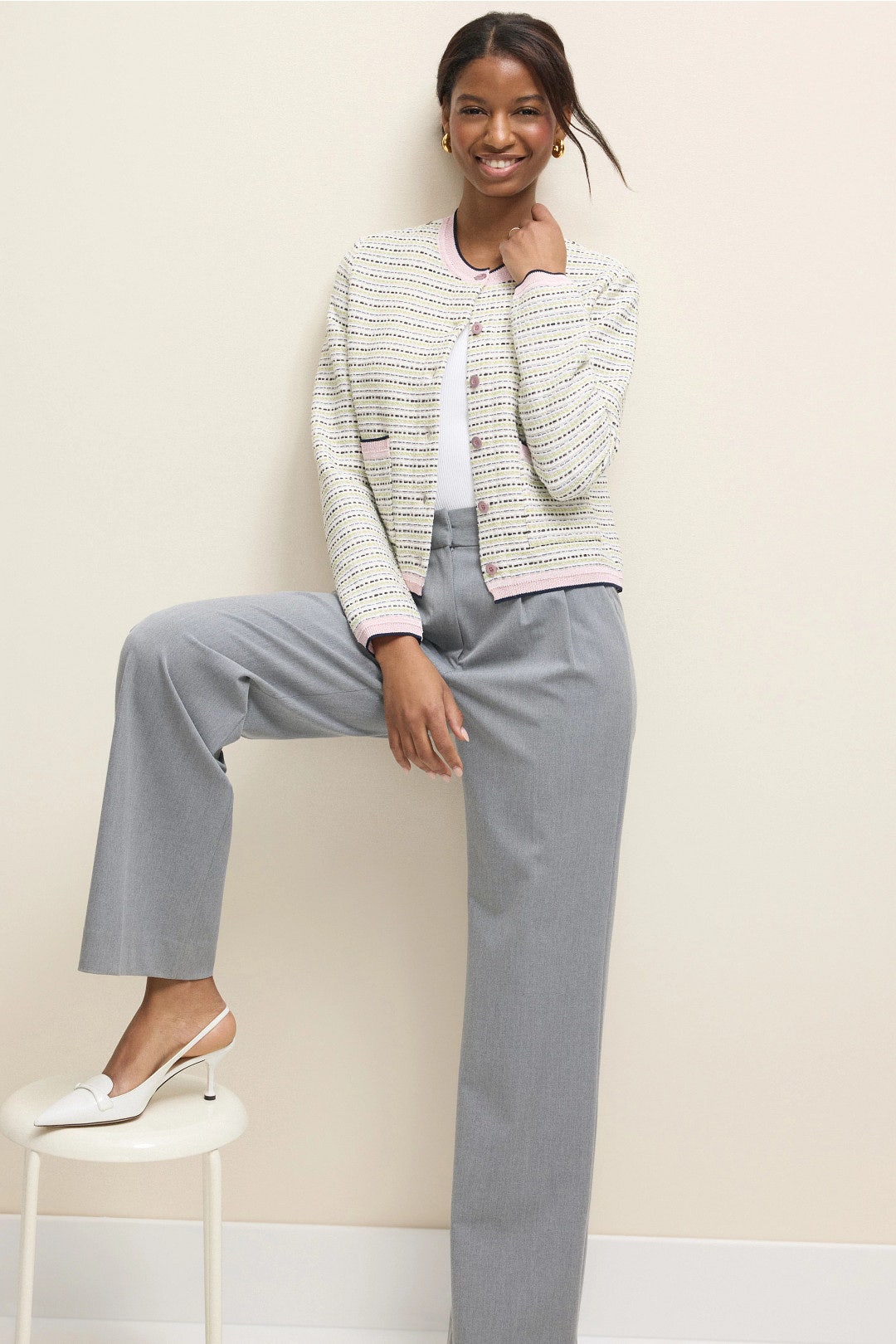 Collarless Tweed Jacket by Aldomartins 0