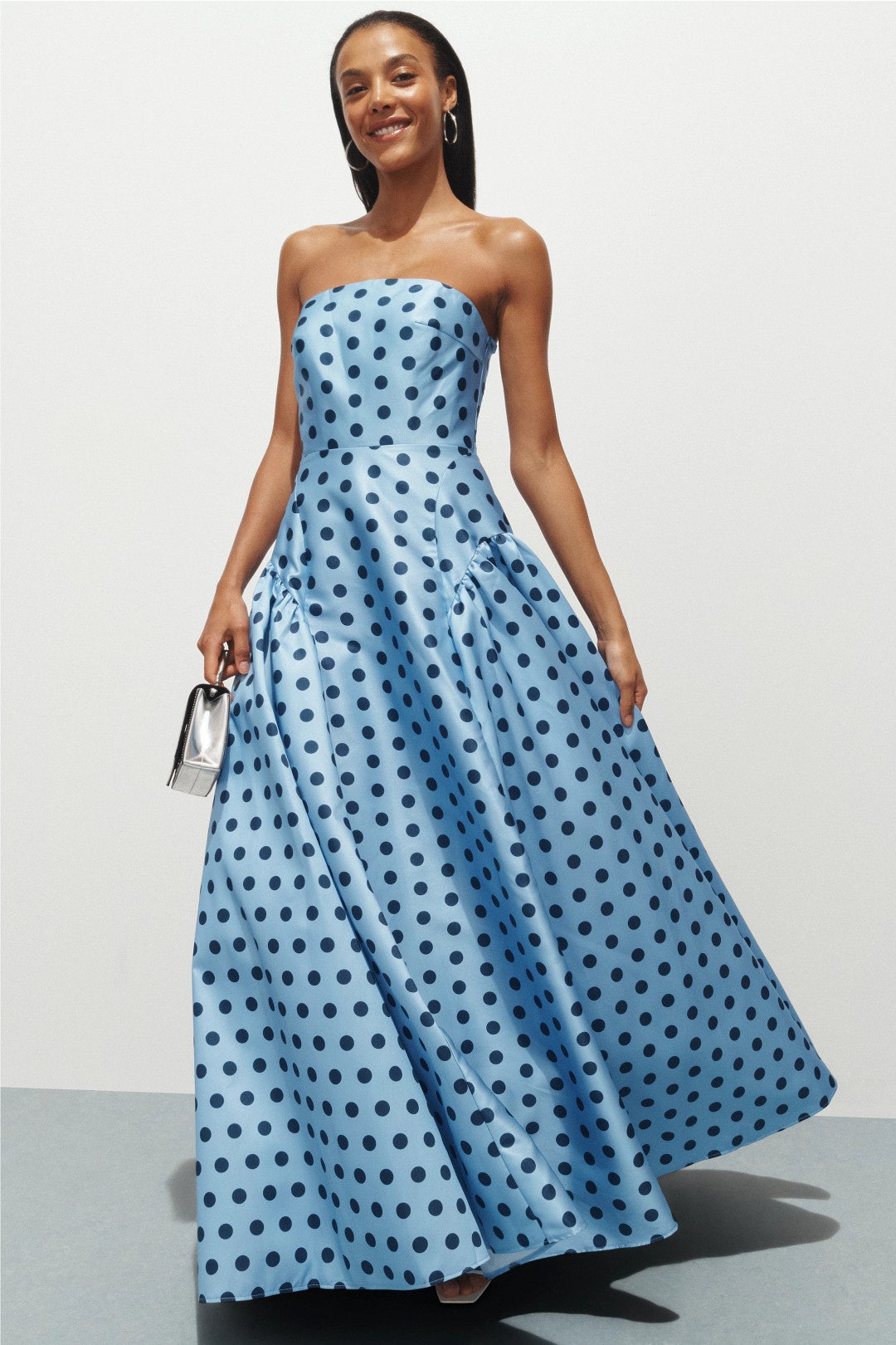 Strapless Polka Dot Mikado Ballgown by Ieena for Mac Duggal | Rent the  Runway