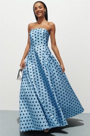 Strapless Polka Dot Mikado Ballgown by Ieena for Mac Duggal
