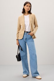 Tan French Terry Blazer by MAJESTIC FILATURES