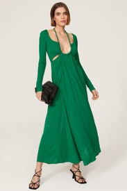 Green Matte Halter Dress by Proenza Schouler