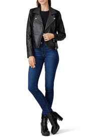 Sherpa And Leather Mix Jacket by Slate & Willow