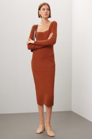 Square Neck Sweater Dress by Toccin