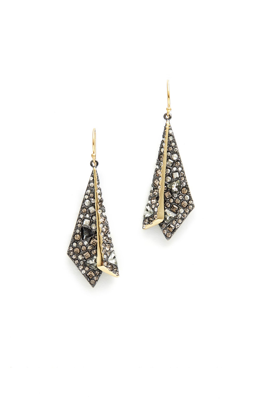 Crystal Encrusted Layered Origami Earrings by Alexis Bittar