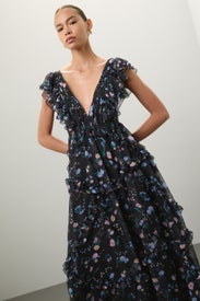 Ruffled Floral Gown by Ieena for Mac Duggal