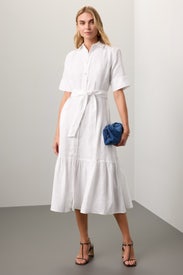 White Short Sleeve Day Dress by Polo Ralph Lauren