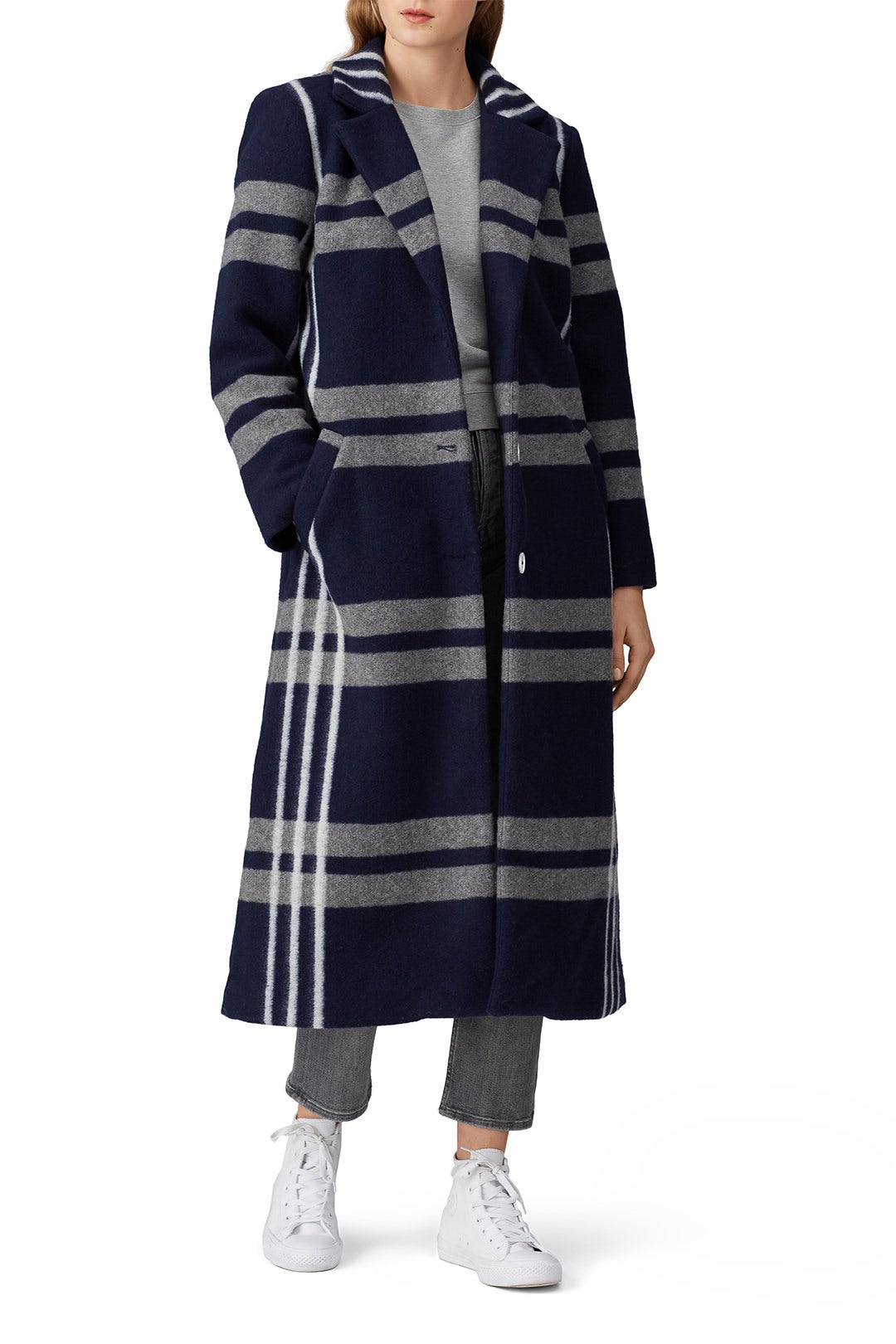 Long Plaid Wool Coat by Slate & Willow 0