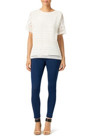 White Geo Lace Overlay Top by VINCE.