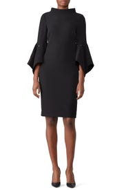 Black Flare Sleeve Dress by Badgley Mischka