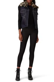 Leopard Collar Denim Vest by Harvey Faircloth