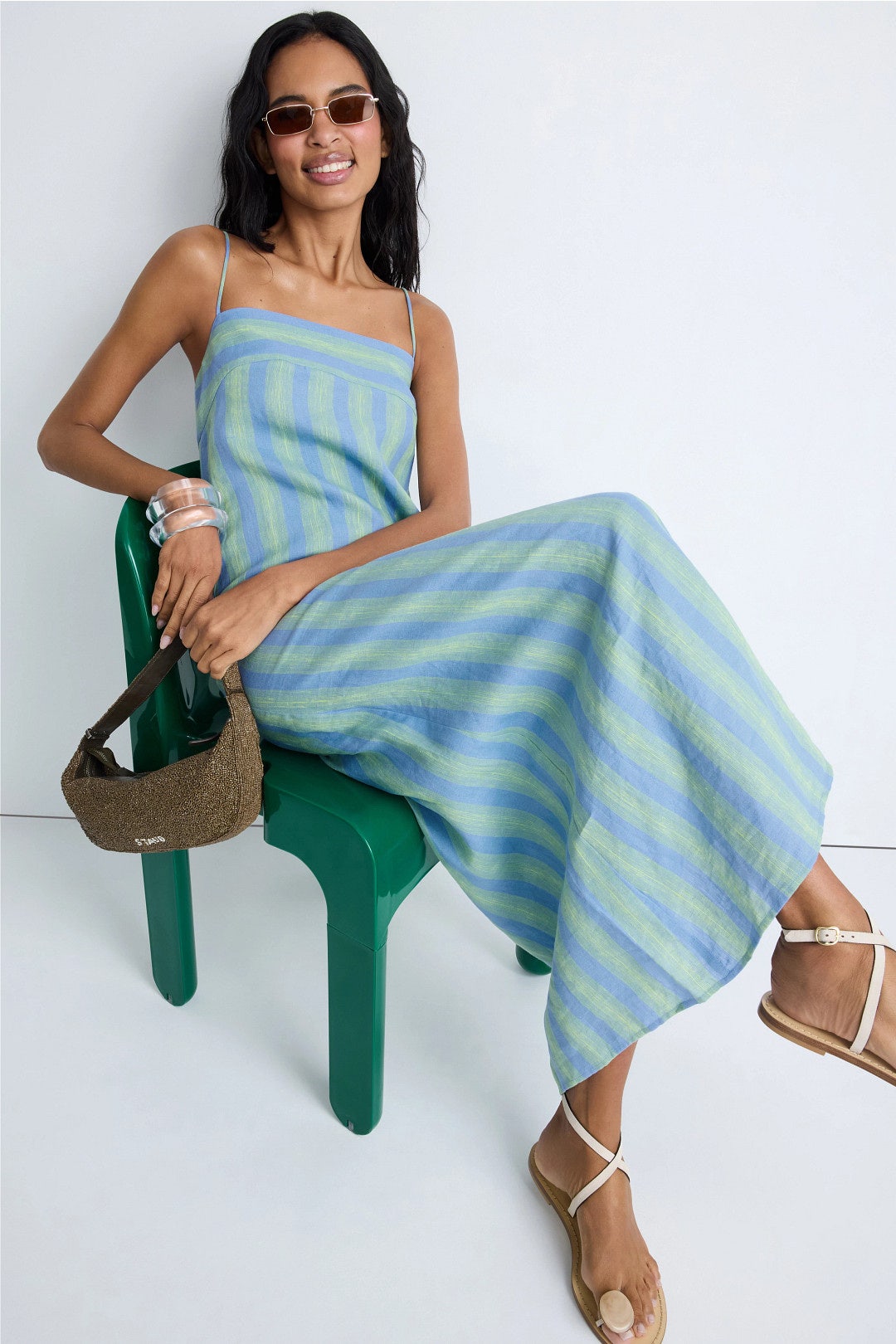 Striped Lauren Linen Dress by Staud