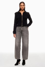 Black Collared Zip Up Cardigan by MICHAEL KORS
