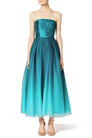 Ombre Teal Dress by ML Monique Lhuillier