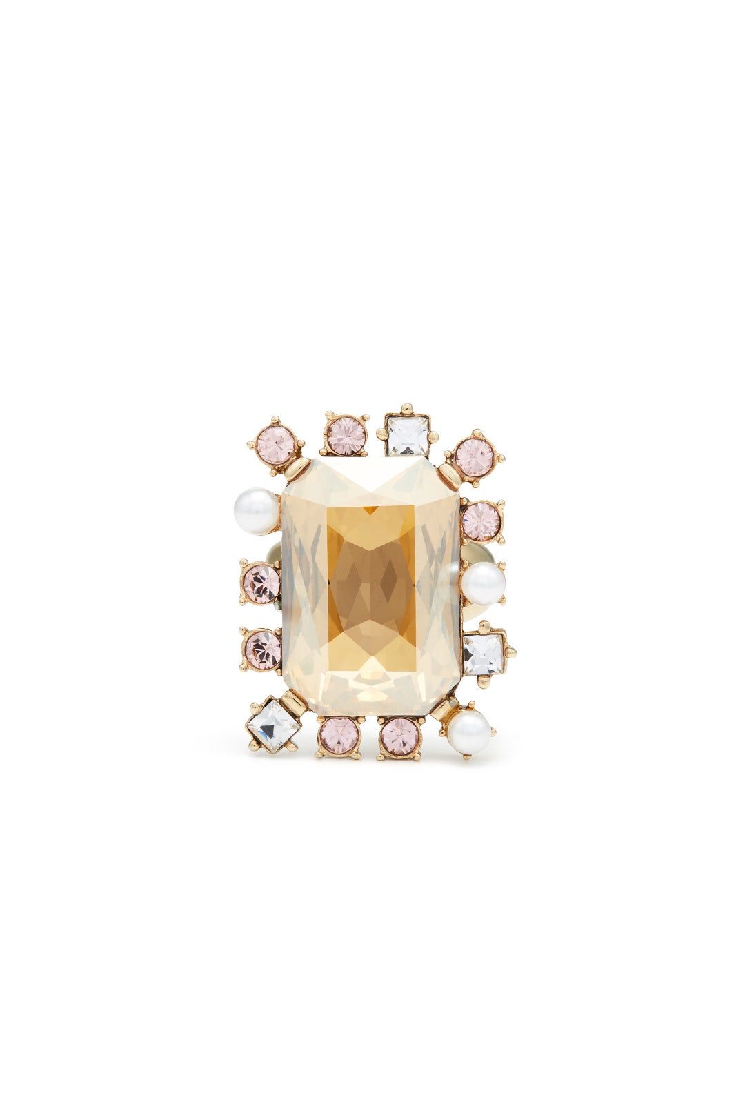 Gold Shadow Octagonal Stone Ring by Oscar de la Renta