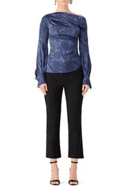 Blue Asymmetric Blouse by Peter Pilotto