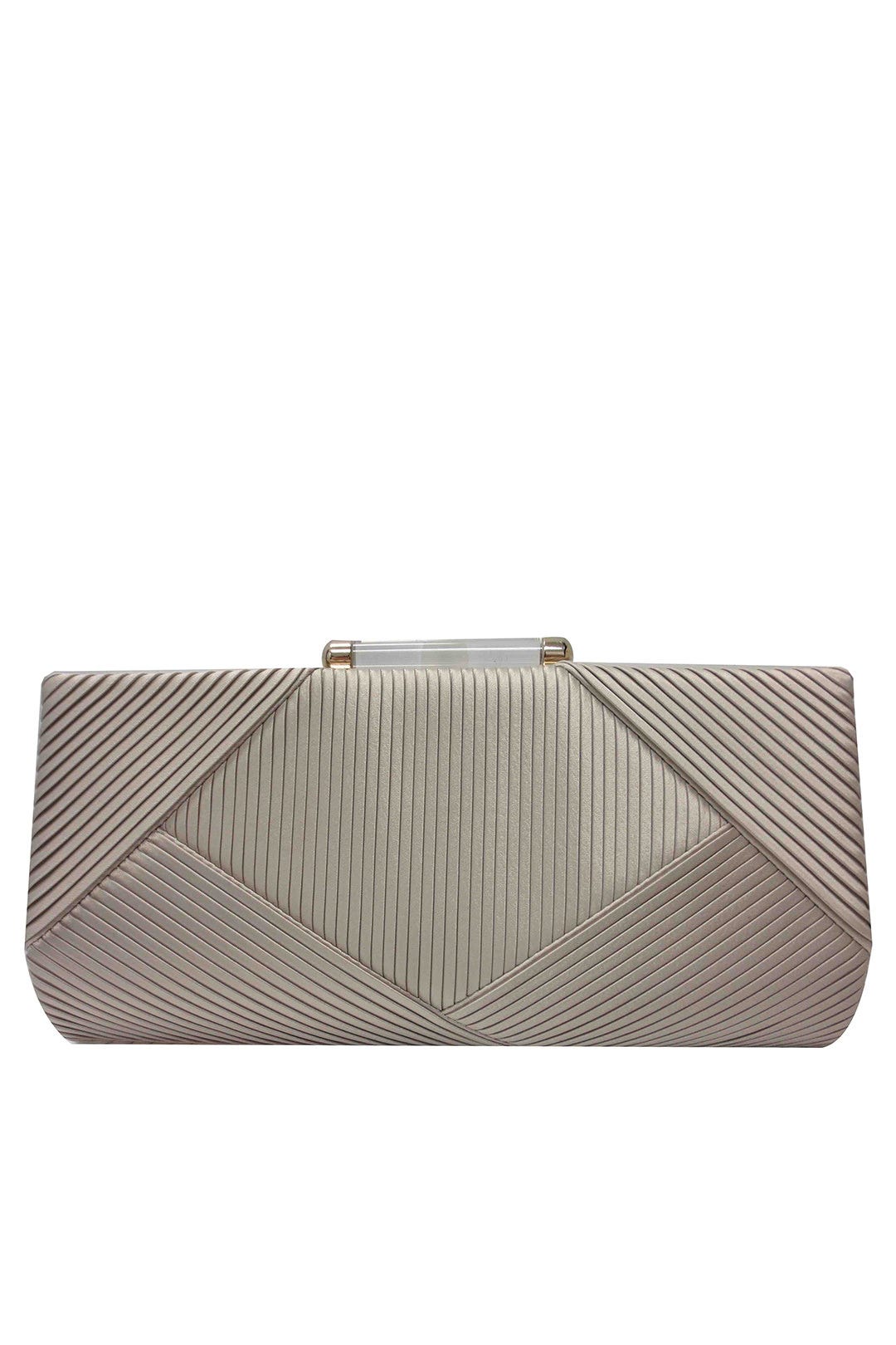 Taupe Pleated Minaudiere by Sondra Roberts