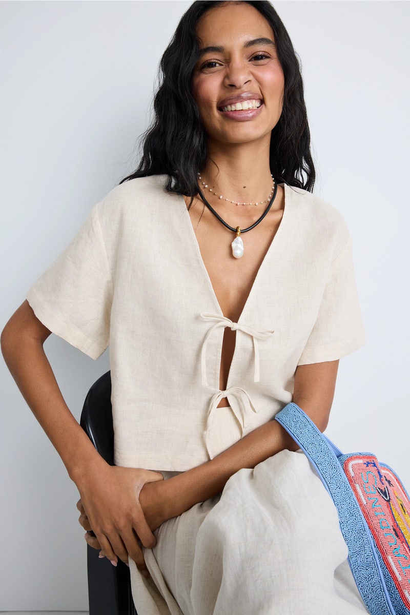 chinese dress ladies Staud Leone Linen Dress Chambray – Narcissus Gainesville main image 1