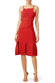 Red Square Pleat Dress by ADEAM