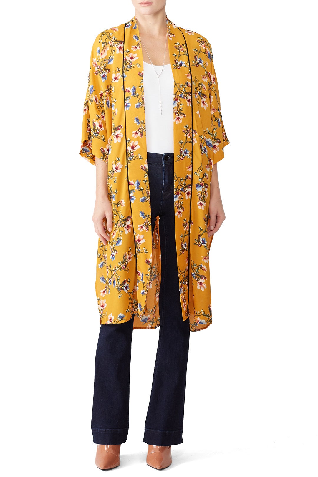 Floral Long Kimono by B Collection by Bobeau 0